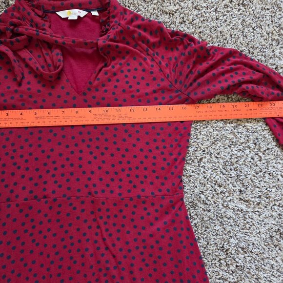 Boden Dress Womens 4P Polka Dot Stretch Jersey Red Hi-Low Hem Retro Ruffle Neck - Picture 7 of 9